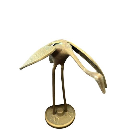 Vintage Brass Mid Century Crane/Egret Heron Statue Figurine 8” - Picture 5 of 5